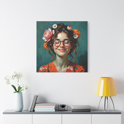 Floral Canvas Art Print, Home Decor, Wall Art, Boho Decor, Gift for Her, Happy Vibes