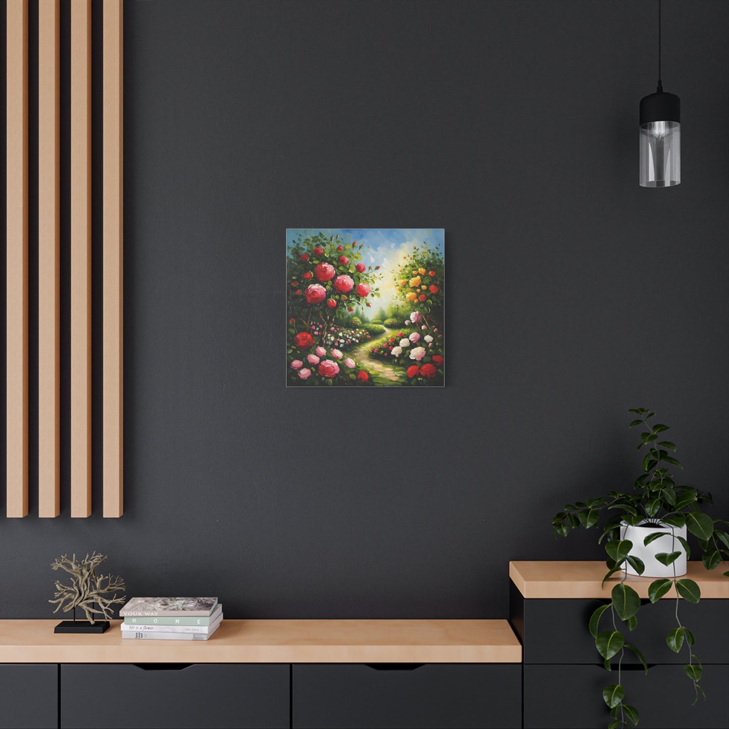 Floral Garden Canvas Art, Stretched 1.25" Wall Decor, Bright Flower Artwork for Home, Spring Gift, Nature Lover's Decor, Colorful Roses