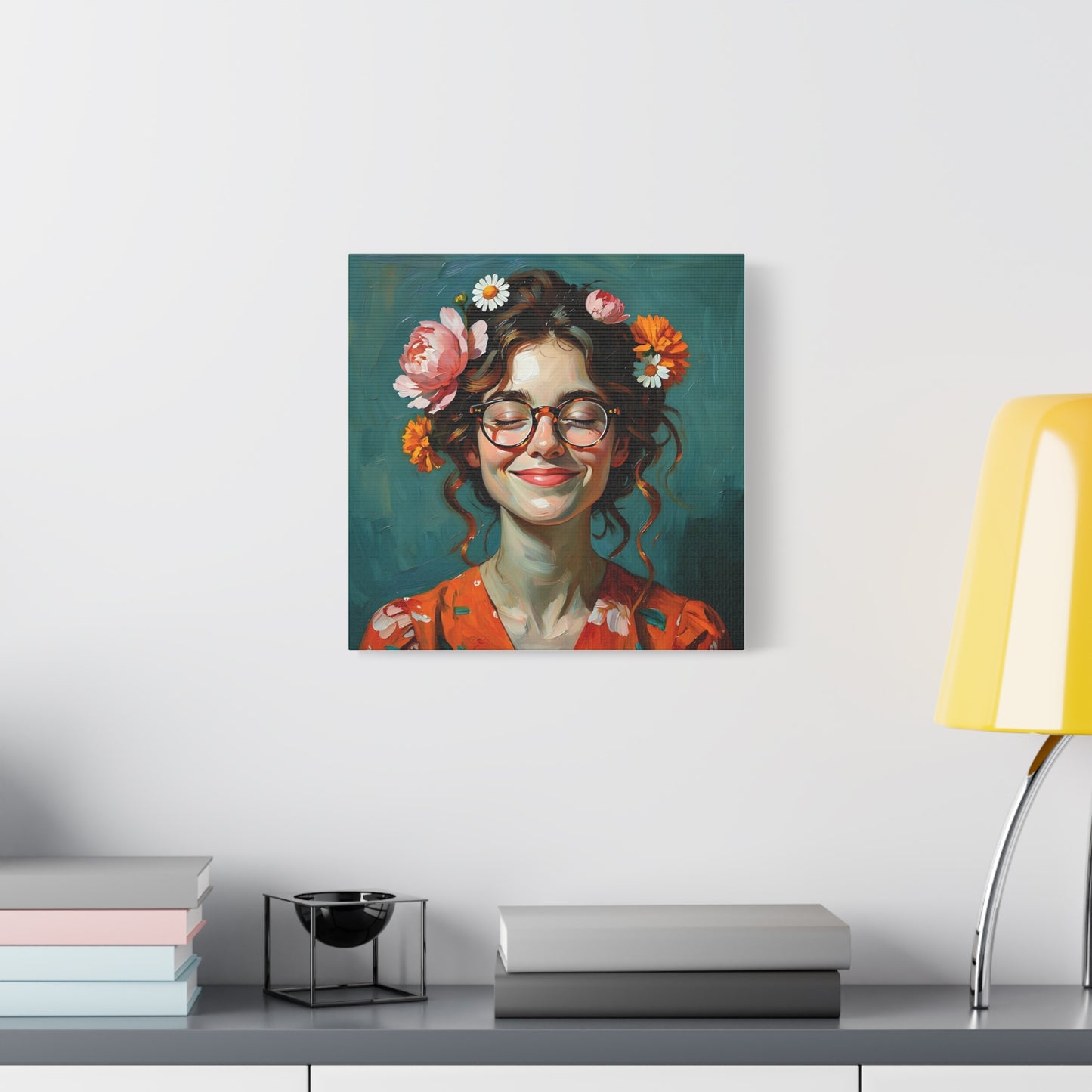 Floral Canvas Art Print, Home Decor, Wall Art, Boho Decor, Gift for Her, Happy Vibes