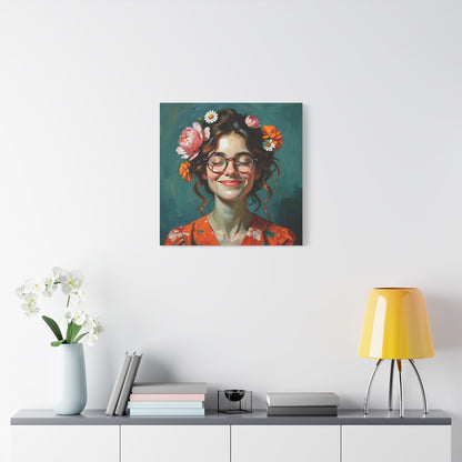 Floral Canvas Art Print, Home Decor, Wall Art, Boho Decor, Gift for Her, Happy Vibes