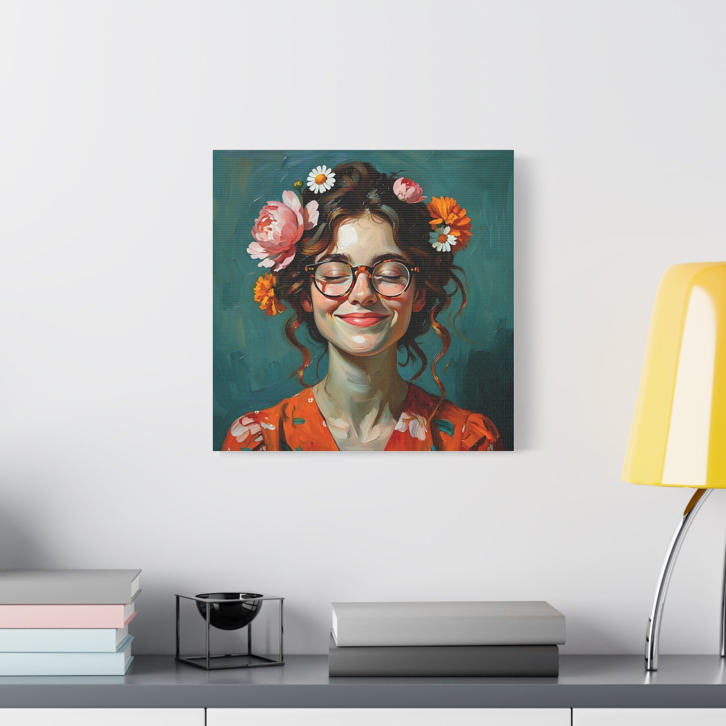 Floral Canvas Art Print, Home Decor, Wall Art, Boho Decor, Gift for Her, Happy Vibes