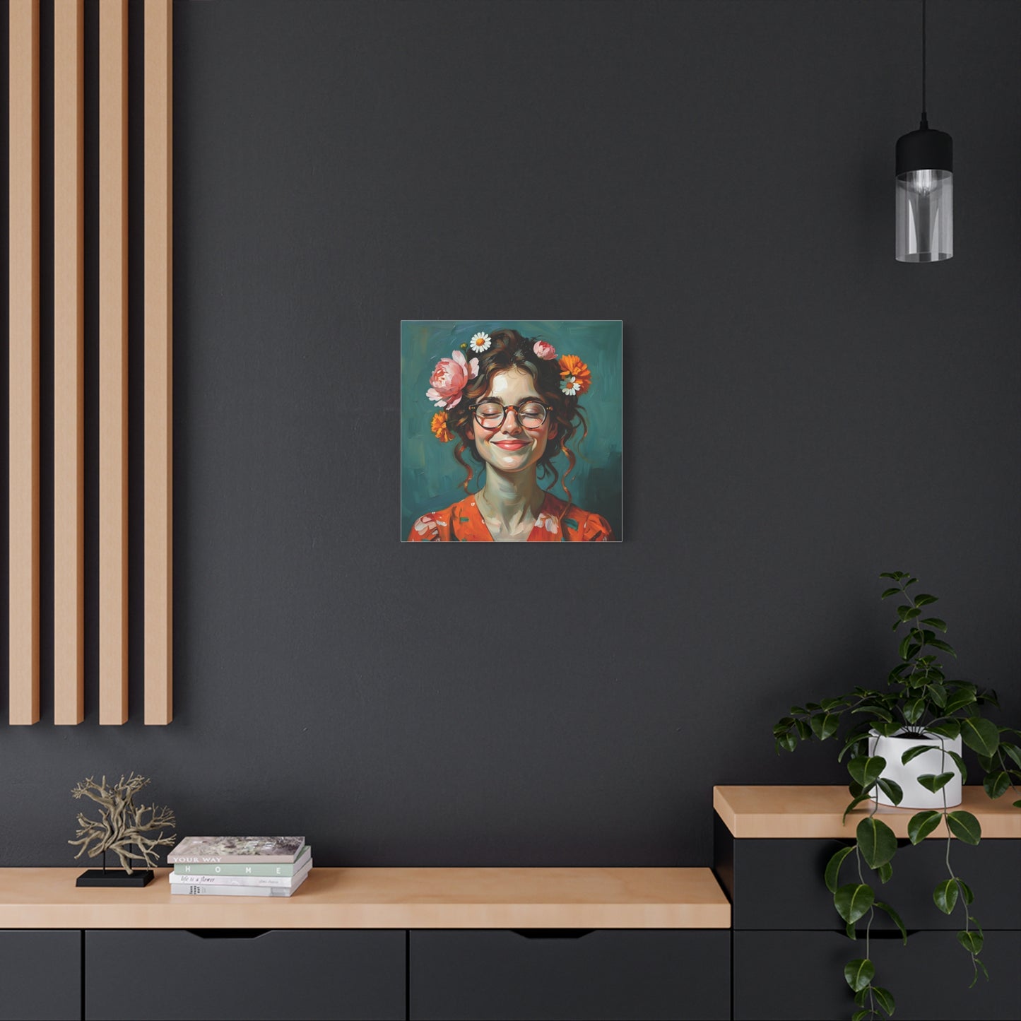 Floral Canvas Art Print, Home Decor, Wall Art, Boho Decor, Gift for Her, Happy Vibes