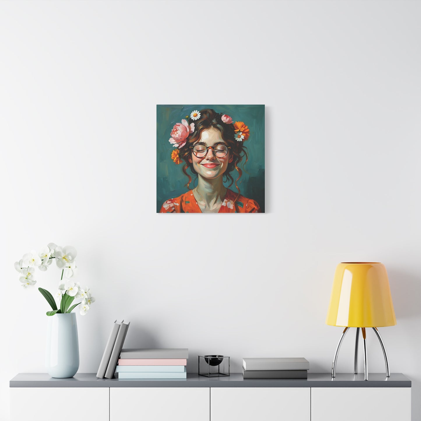 Floral Canvas Art Print, Home Decor, Wall Art, Boho Decor, Gift for Her, Happy Vibes