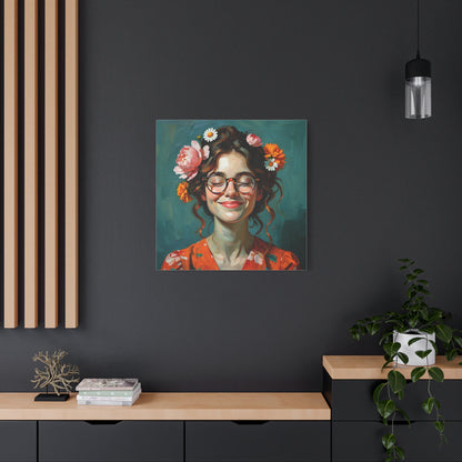 Floral Canvas Art Print, Home Decor, Wall Art, Boho Decor, Gift for Her, Happy Vibes