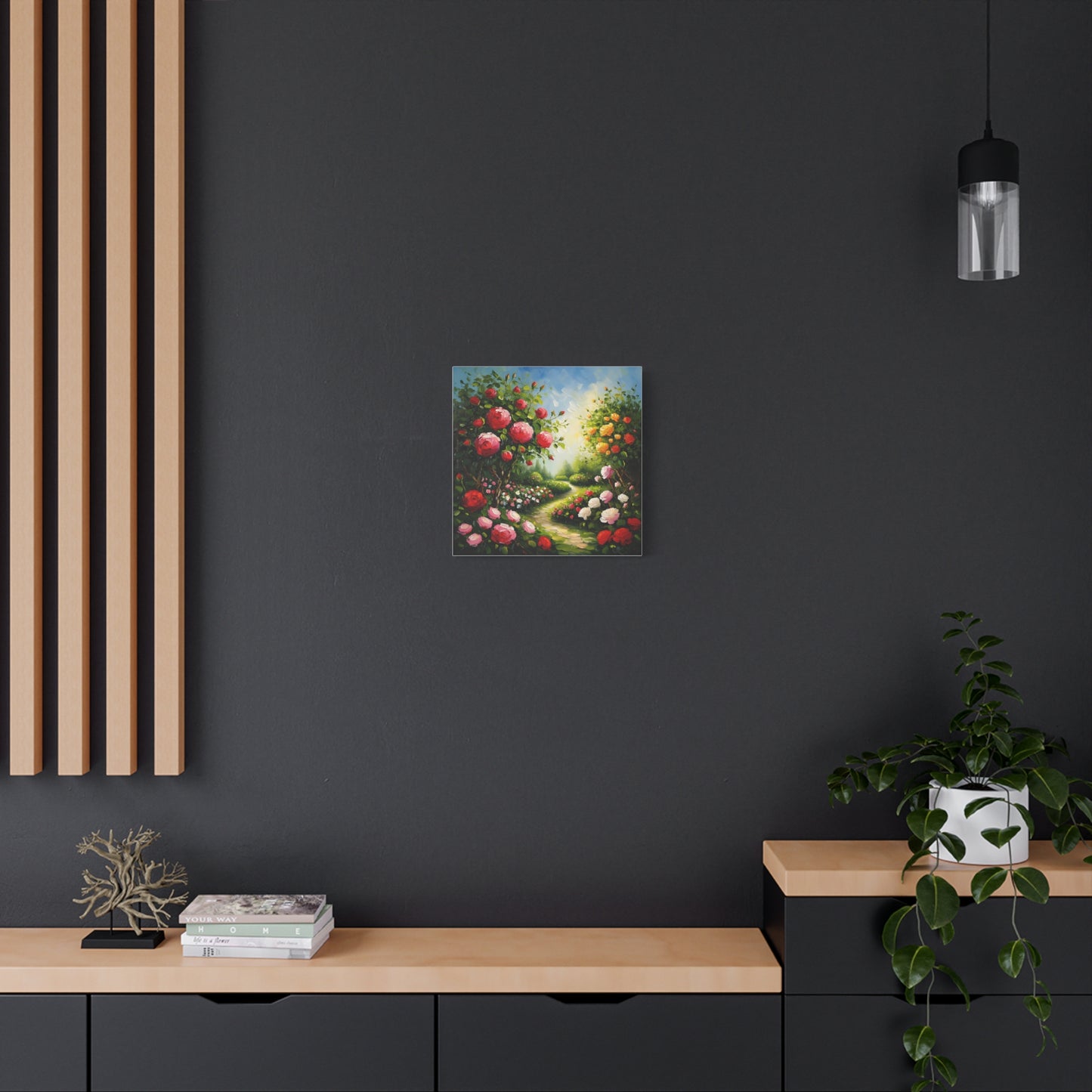 Floral Garden Canvas Art, Stretched 1.25" Wall Decor, Bright Flower Artwork for Home, Spring Gift, Nature Lover's Decor, Colorful Roses
