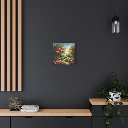 Floral Garden Canvas Art, Stretched 1.25" Wall Decor, Bright Flower Artwork for Home, Spring Gift, Nature Lover's Decor, Colorful Roses