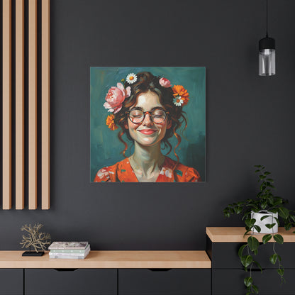 Floral Canvas Art Print, Home Decor, Wall Art, Boho Decor, Gift for Her, Happy Vibes