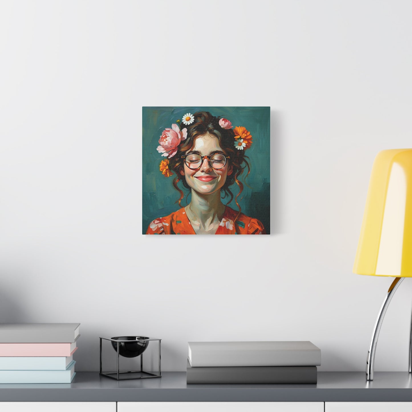 Floral Canvas Art Print, Home Decor, Wall Art, Boho Decor, Gift for Her, Happy Vibes