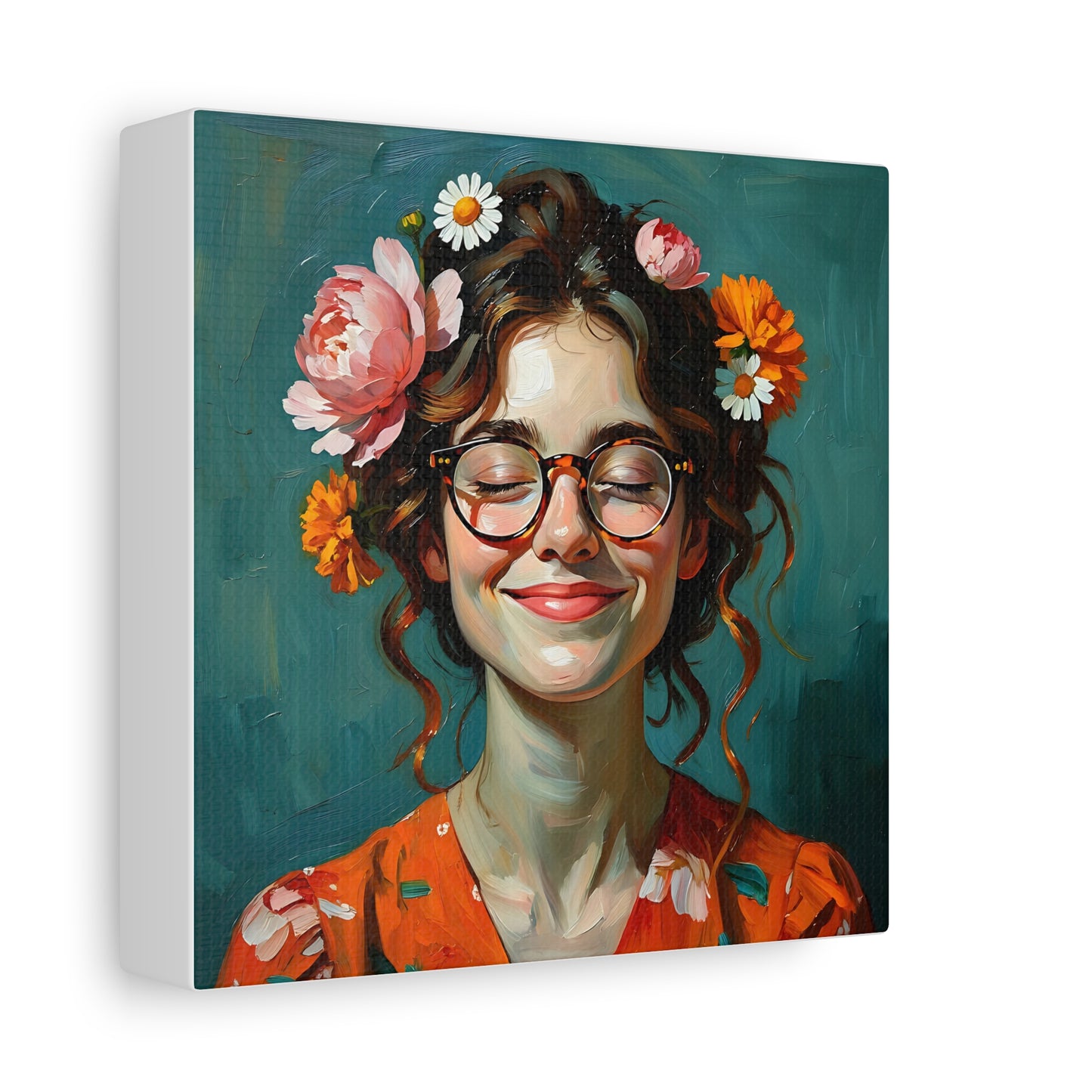 Floral Canvas Art Print, Home Decor, Wall Art, Boho Decor, Gift for Her, Happy Vibes