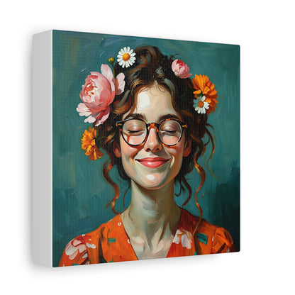 Floral Canvas Art Print, Home Decor, Wall Art, Boho Decor, Gift for Her, Happy Vibes